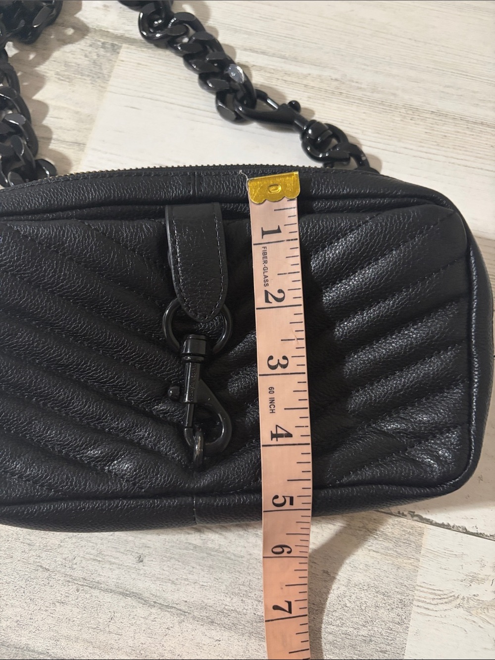 Rebecca Minkoff Black Quilted Leather Crossbody with Chunky Chain - Picture 7 of 11